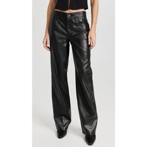 NWT Levi’s Baggy Dad Pants Faux Leather Wide Leg Black Mid Rise 25